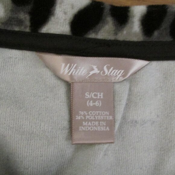 WHITE STAG WOMEN'S SIZE S (4-6) TOP VELOUR BLACK LEOPARD ANIMAL PRINT LS NWT - Picture 6 of 9